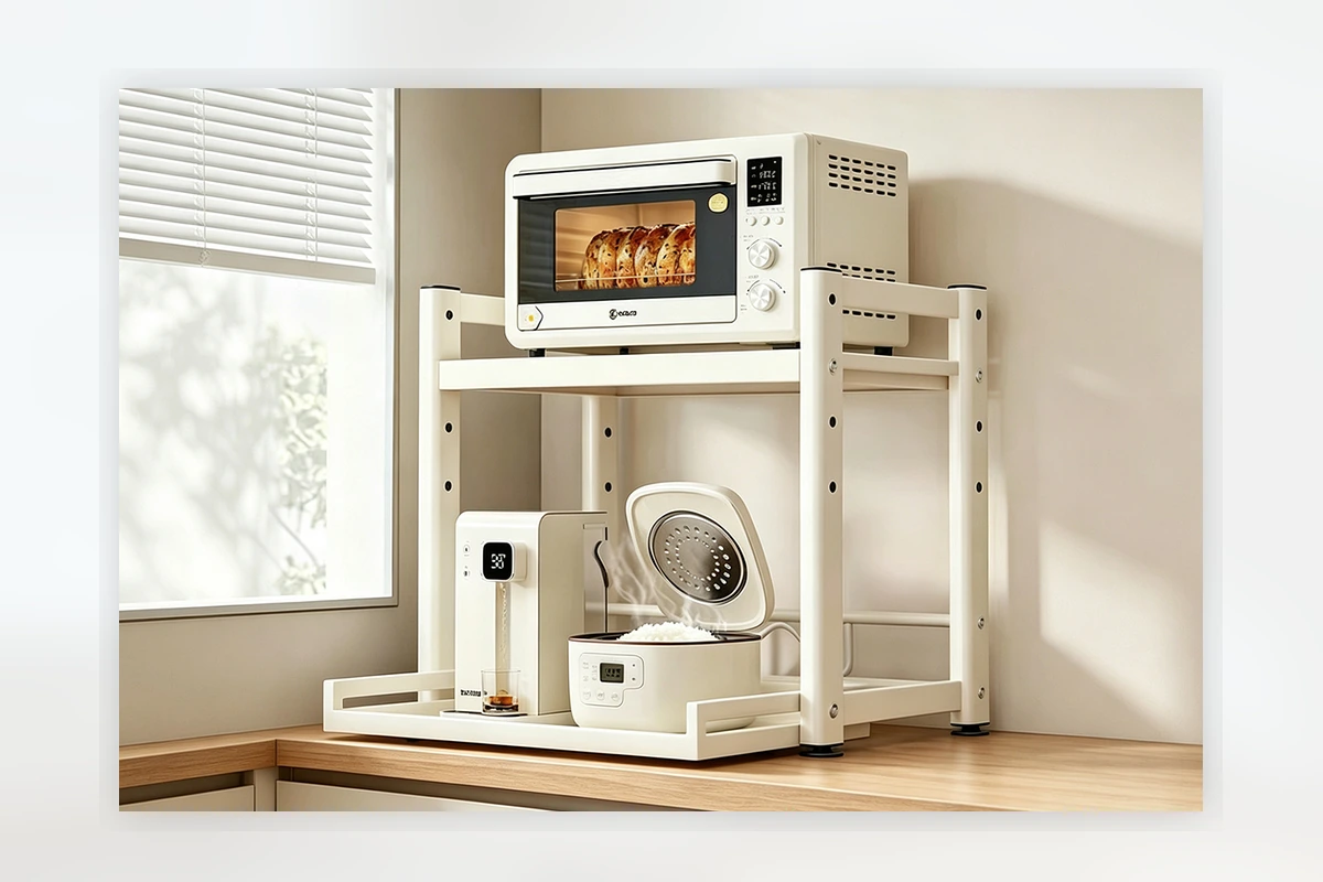 Expandable rice cooker and appliance countertop rack