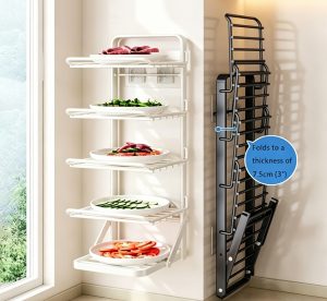 Foldable Wall-Mounted & Countertop Kitchen Rack with Large Shelf Spacing – 2-Tier Rust-Proof Dish Drying & Prep Stand