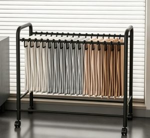 Rolling Pants Rack with Sliding Hooks – Multi-Tier Freestanding Trousers Organizer for Closet & Bedroom